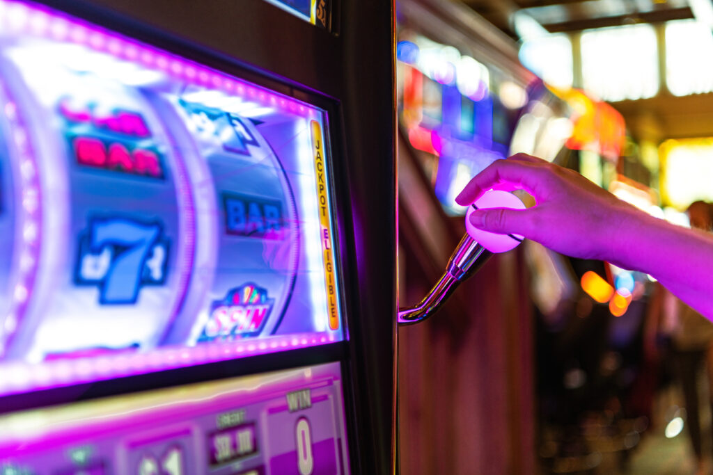 A photo of a slot machine inside a casino.