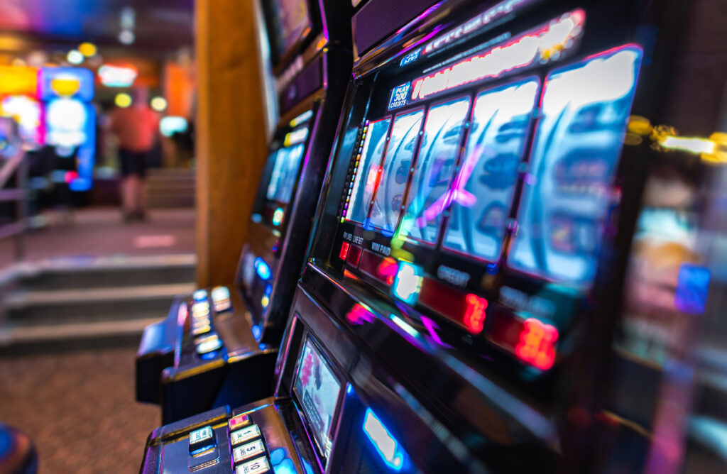 A photo of a slot machine inside a casino.