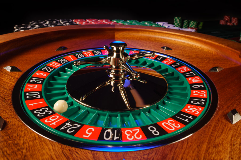 A close up photo of a roulette wheel.