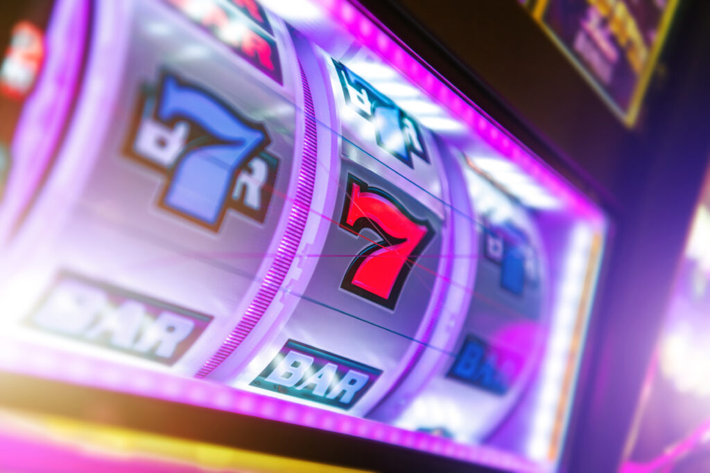A close up photo of a slot machine.