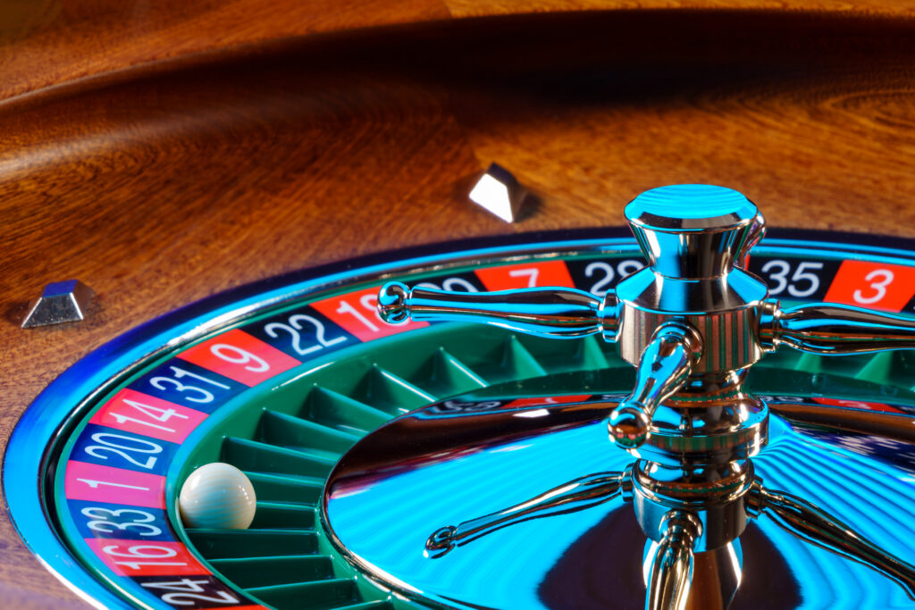 Close up of a roulette wheel.