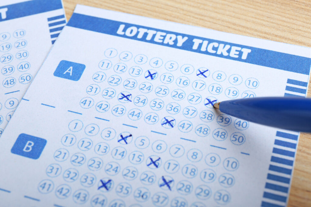 Close up of a lottery ticket.